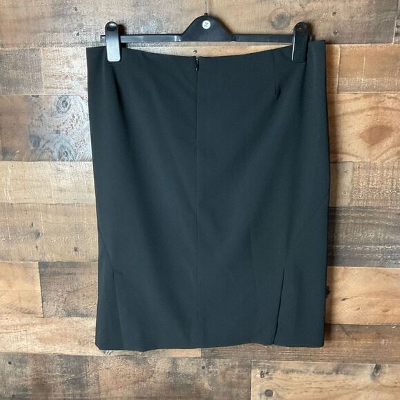 Franco Mirabelli Skirt Knee Length Black Lined 2 Back Slits Back Zipper Women 14 - Picture 8 of 12